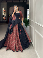 Lorenvalley Pure Cotton Printed And Over All Mirror Work With Gotta Patti Touchup Lehenga Choli with Dupatta | Grocsy