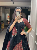 Lorenvalley Pure Cotton Printed And Over All Mirror Work With Gotta Patti Touchup Lehenga Choli with Dupatta | Grocsy