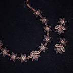 Tehzeeb Creations Blue Colour Star Design Stone Studded Necklace With Earrings | Grocsy