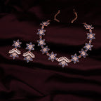 Tehzeeb Creations Blue Colour Star Design Stone Studded Necklace With Earrings | Grocsy