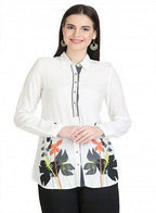 W for Woman White Full Sleeve Printed Top | Grocsy