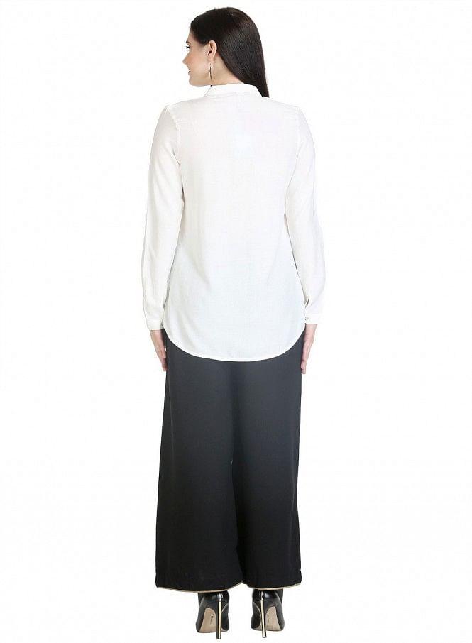 W for Woman White Full Sleeve Printed Top | Grocsy