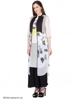 W for Woman White Printed Sleeveless Gillet | Grocsy