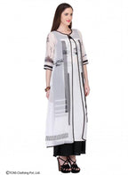 W for Woman White Printed 3/4 Sleeve Gillet | Grocsy