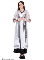 W for Woman White Printed 3/4 Sleeve Gillet | Grocsy
