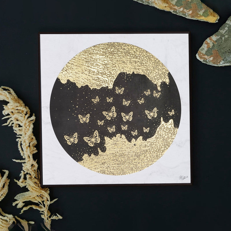 Tehzeeb Creations Golden Embossed Wall Painting | Grocsy