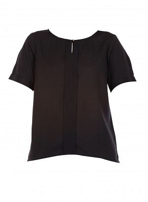 W for Woman Black Short Sleeve Top | Grocsy