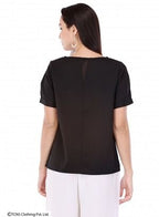 W for Woman Black Short Sleeve Top | Grocsy