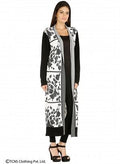 W for Woman White Leaf-Print Long Cardigan | Grocsy