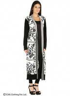 W for Woman White Leaf-Print Long Cardigan | Grocsy