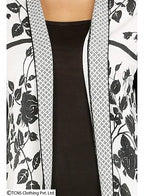 W for Woman White Leaf-Print Long Cardigan | Grocsy