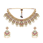 Nuyug 18K Gold Plated Estele Gold Tone Beaded Necklace Set | Grocsy