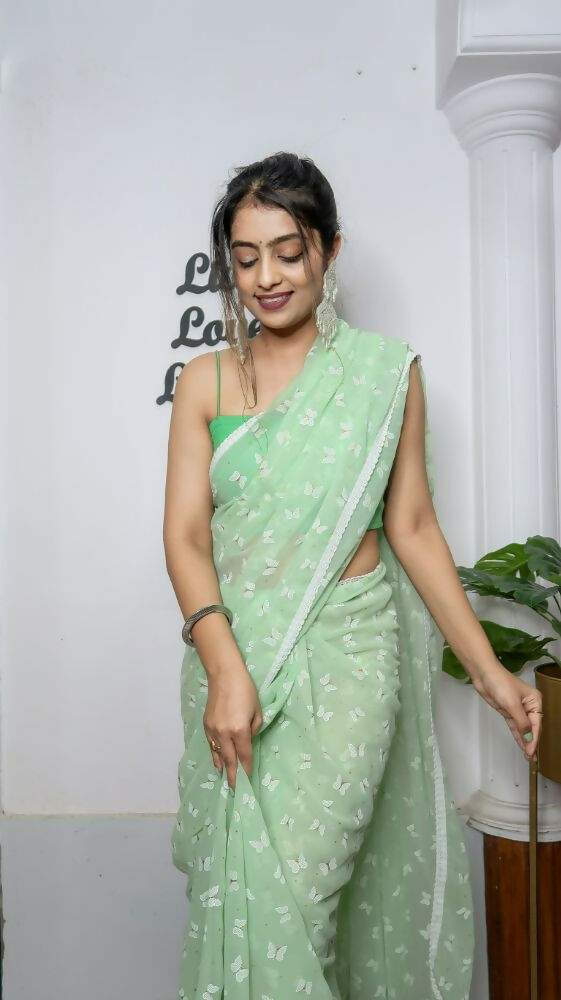 Vamsee Patangiyu Green Georgette Saree | Grocsy