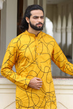 Niran Yellow Designer Men's kurta by Hilo Design | Grocsy