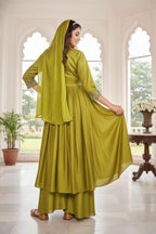 Anaita Yellow Anarkali Readymade Suit with Embroidery Work | Grocsy