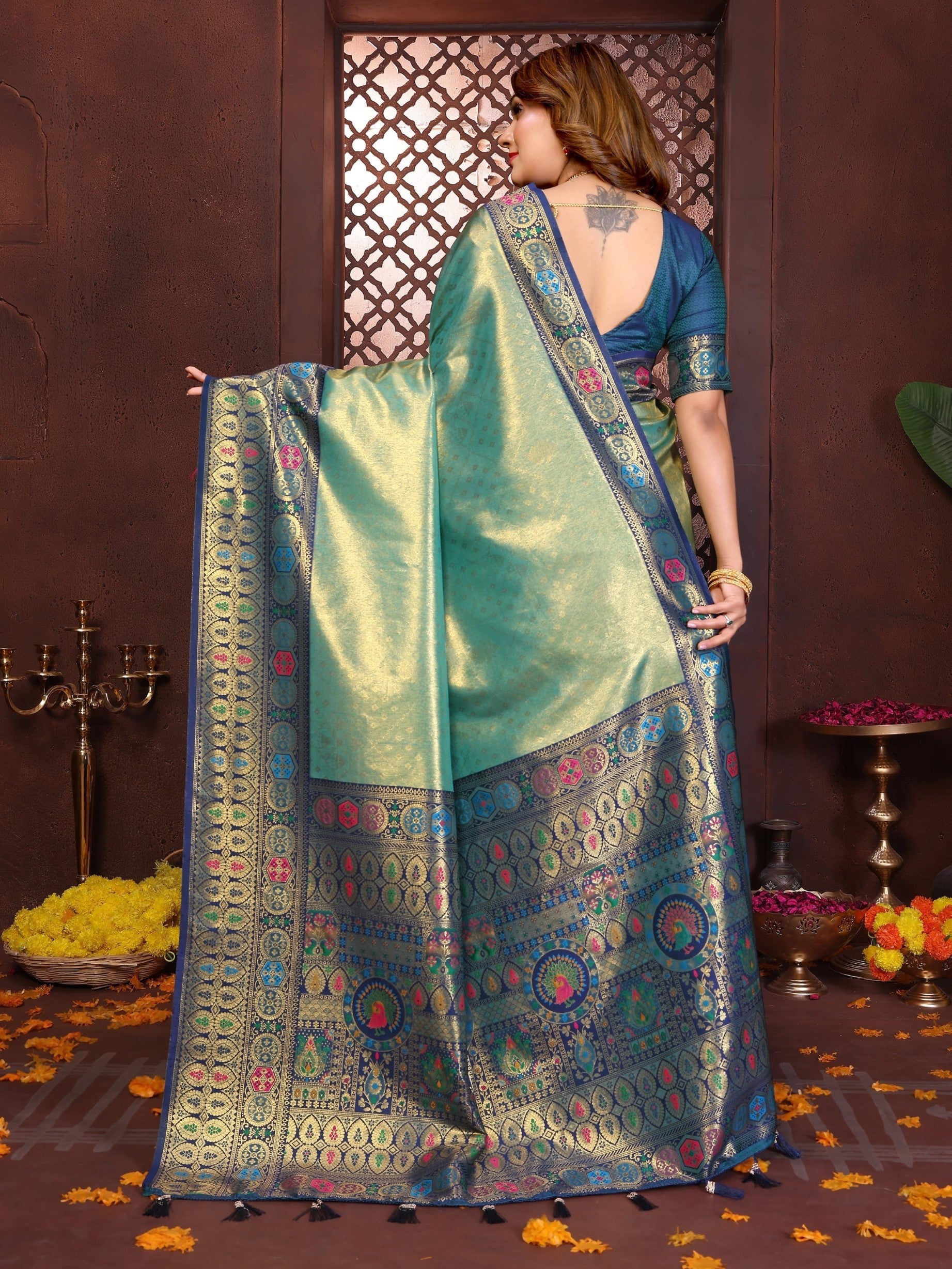 Anaita Banarasi Tissue Silk Saree | Grocsy