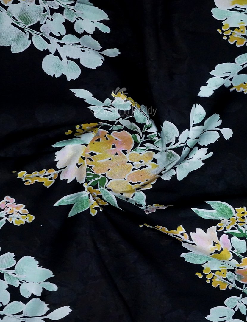 Black Colour Block Print Pure Mulmul Cotton Saree By Gayathri Reddy Designer Studio | Grocsy
