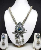 Tehzeeb Creations Women's Silver Colour Oxidised Necklace And Earring Bansuri Design | Grocsy