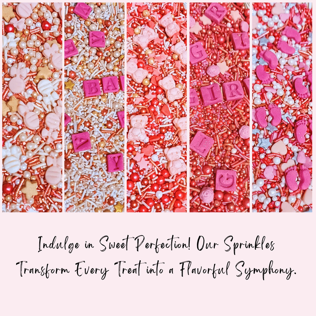 Confect Girls Baby Shower Sprinkles | Mix Silver, Gold & Blush pink Sprinkles Pack of 5 | Grocsy