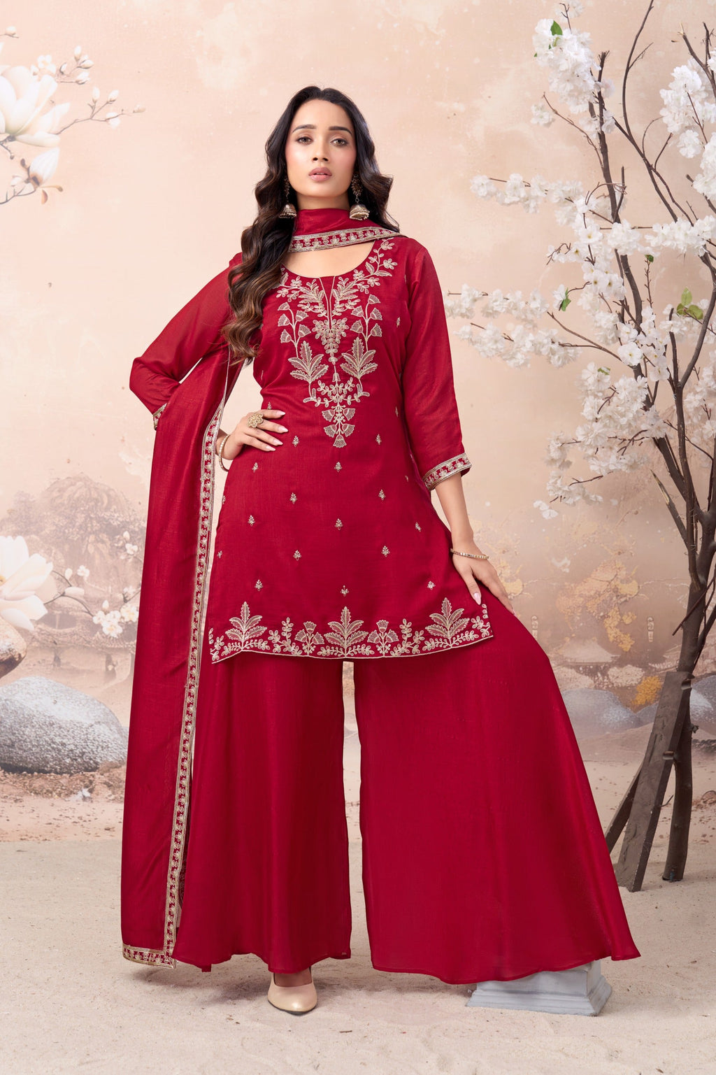 Anaita Pink Vichitra Silk Readymade Suit with Coding Work | Grocsy