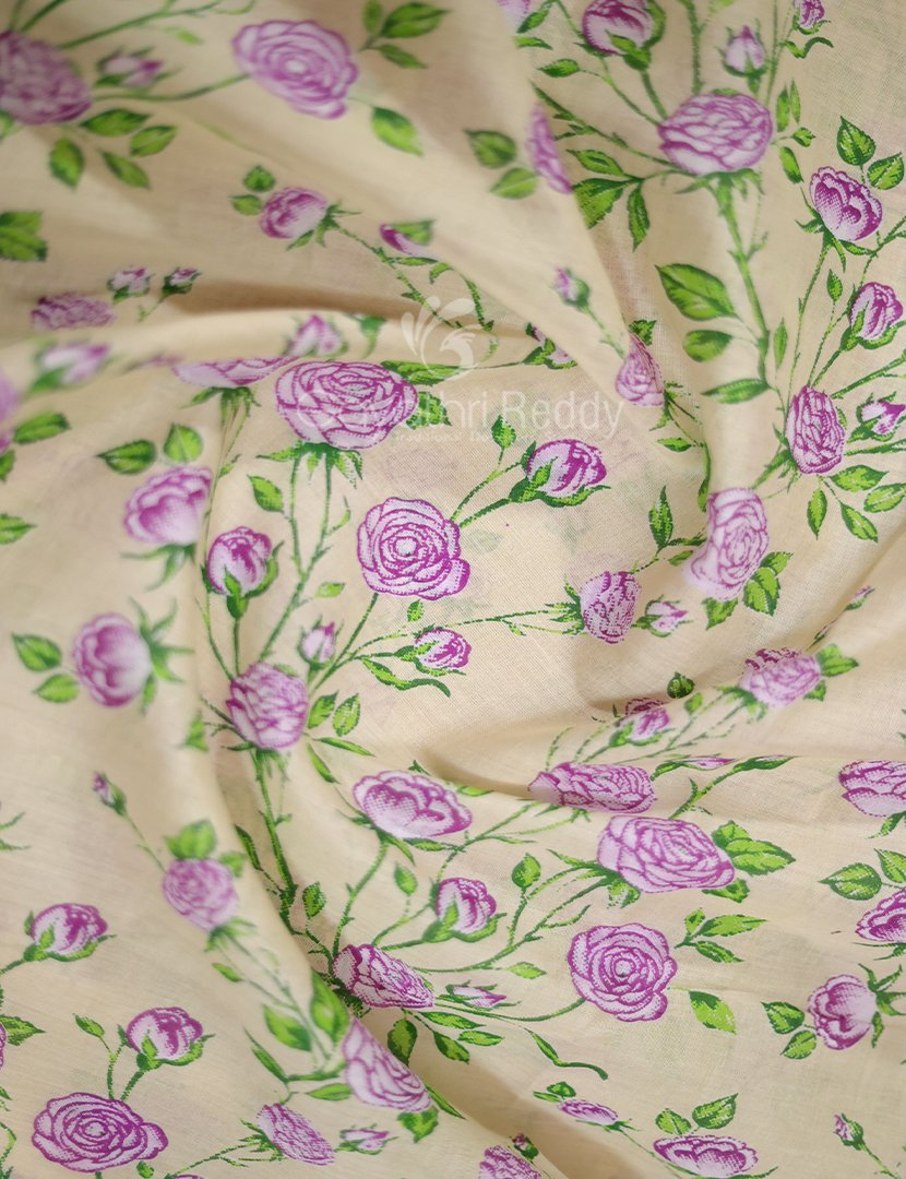 Block Print Baby Lime Yellow Coloured Mulmul Cotton Saree By Gayathri Reddy Designer Studio | Grocsy