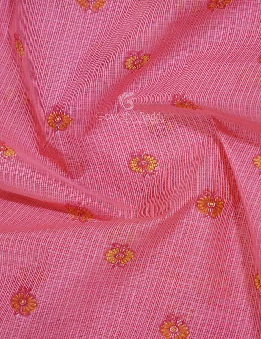Light Pink And Rose Pink Colour Block Print Pure Kota Cotton Saree By Gayathri Reddy Designer Studio | Grocsy
