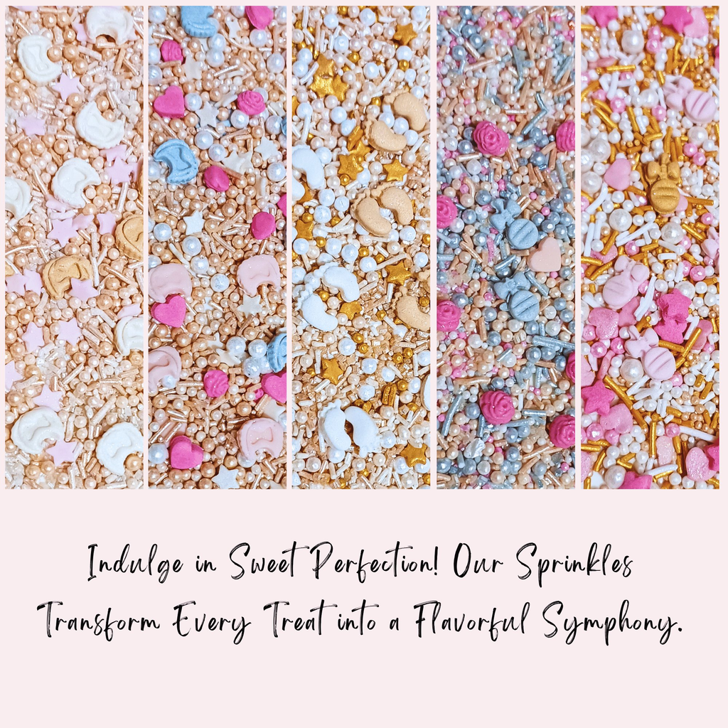 Confect Girls Baby Shower Sprinkles | Mix Heart, Teddy, Baby Feed Bottle & Baby Feet Sprinkles | Grocsy