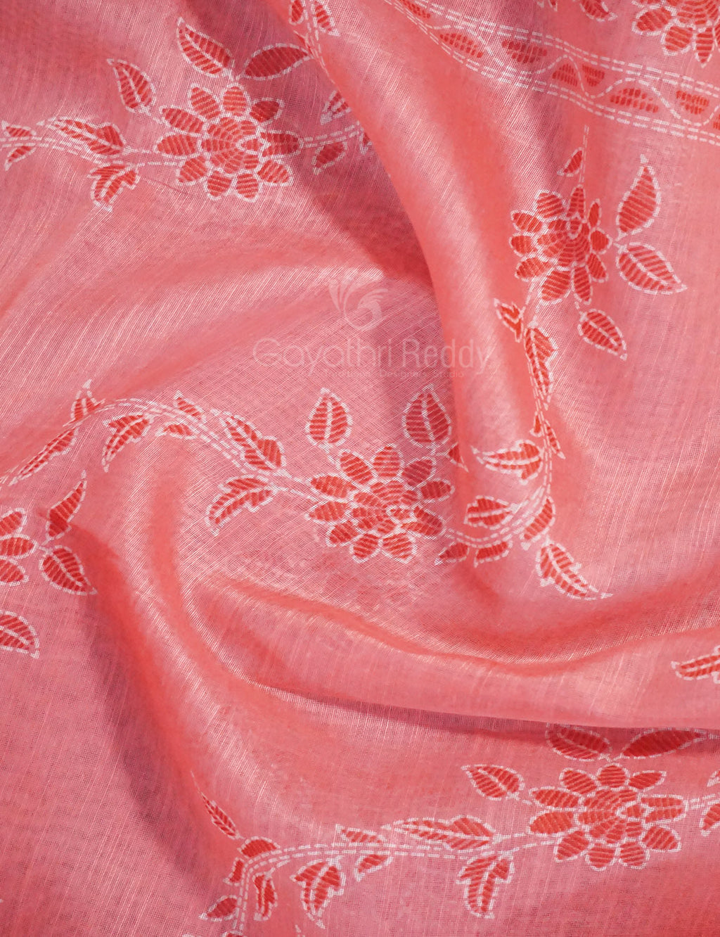 Shades of Light Peach Colour Floral Print Semi Chanderi Saree By Gayathri Reddy Designer Studio | Grocsy