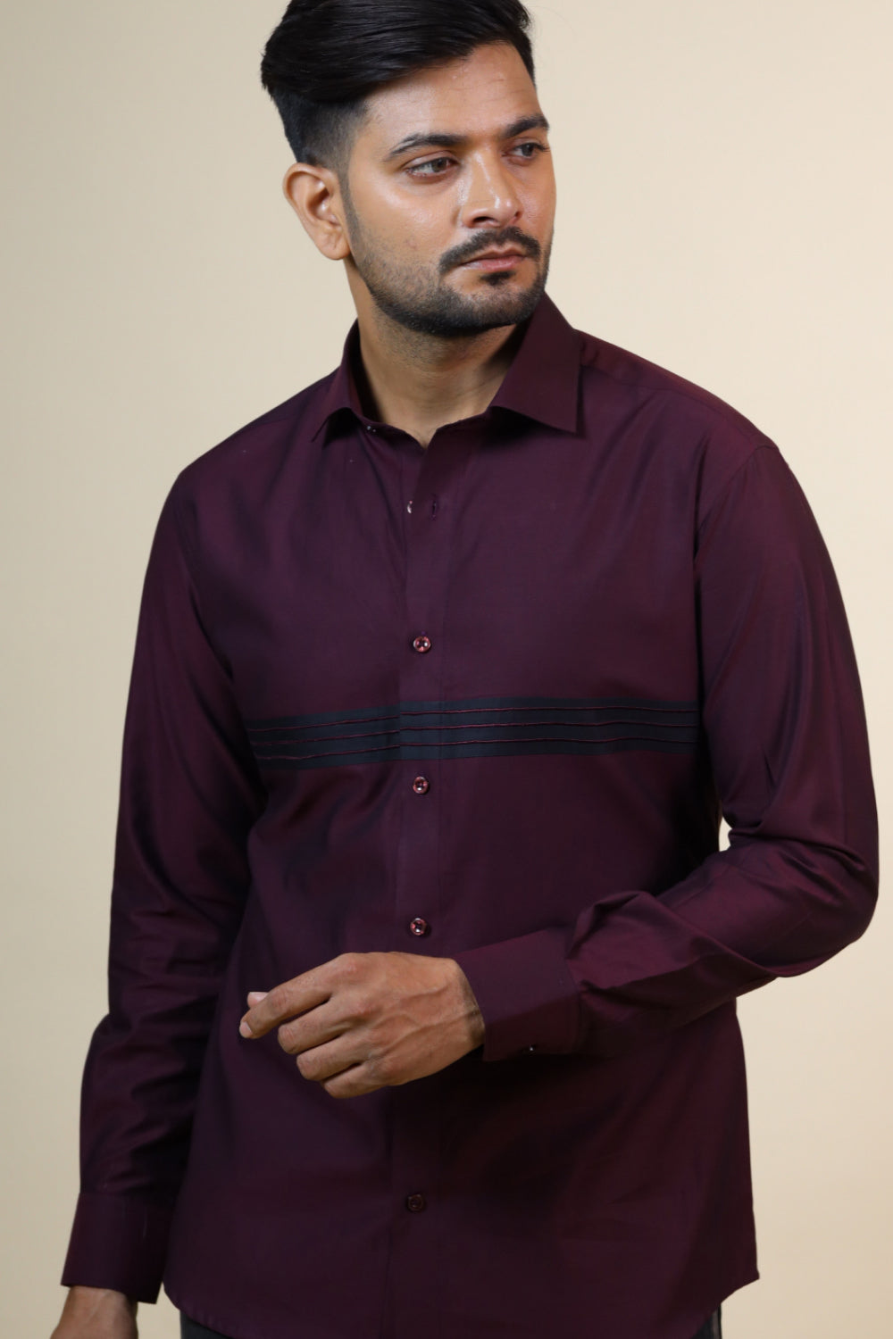 Mauvais Burgundy Designer Men's Shirt by Hilo Design | Grocsy