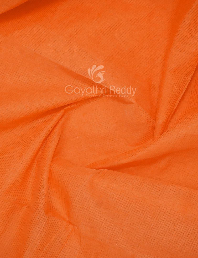 Dual Shades of Orange With Contrast Blouse Pure Mangalgiri Cotton By Gayathri Reddy Designer Studio | Grocsy