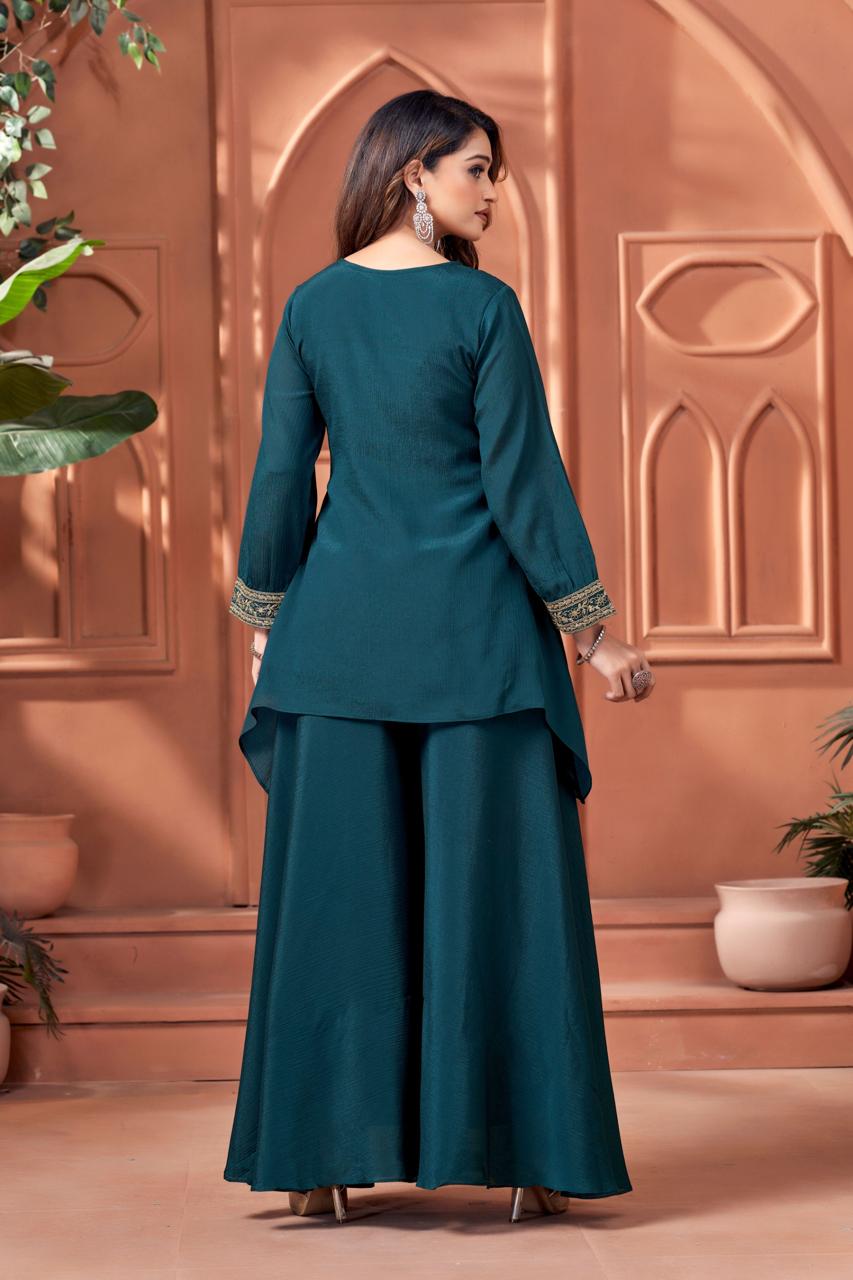 Anaita Teal Readymade Suit with Coding Work | Grocsy