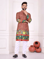 Anaita Peach Dola Silk Straight Kurta With Foil Work | Grocsy