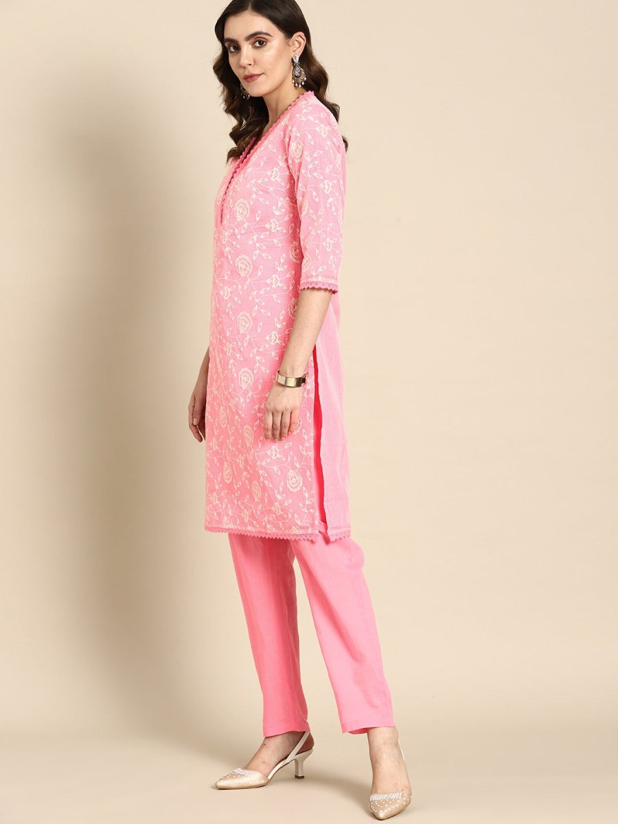 All About You Women Floral Embroidered Regular Kurta with Trousers & Dupatta | Grocsy
