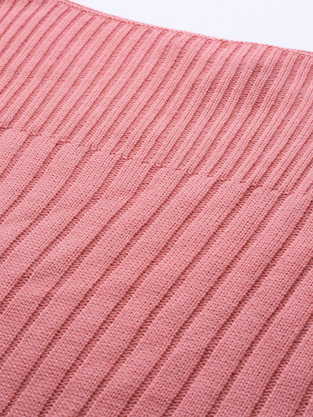 Sangria Pink Self-Striped Straight Winter Kurta | Grocsy
