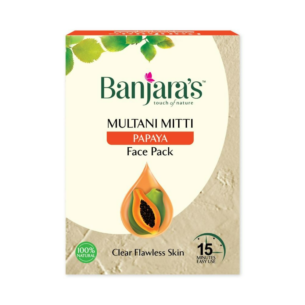 Banjara's Multani Mitti + Papaya Face Pack Powder | Grocsy