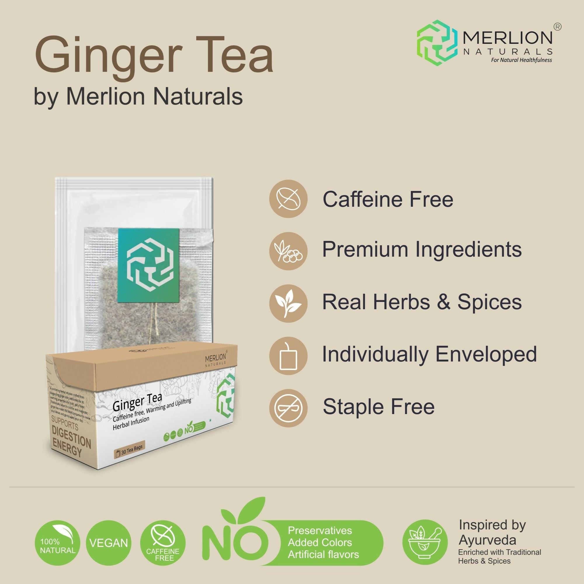 Merlion Naturals Ginger Tea Bags | Grocsy