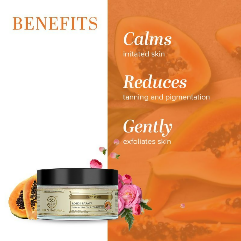 Khadi Natural Rose & Papaya Face Scrub Reduce Acne & Pimple | Grocsy