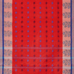 Exclusive Collection 100% Pure Cotton Red Tant Saree With Hand Weaving Work | Grocsy