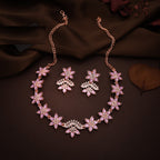 Tehzeeb Creations Lavender Colour Star Design Stone Studded Necklace With Earrings | Grocsy
