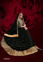 Anaita Black Silk Anarkali Suit With Embroidery & Stone Work | Grocsy