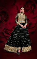 Anaita Black Silk Anarkali Suit With Embroidery & Stone Work | Grocsy