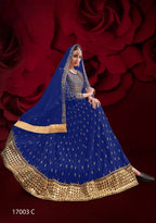 Anaita Navy Silk Anarkali Suit With Embroidery & Stone Work | Grocsy