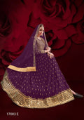 Anaita Purple Silk Anarkali Suit With Embroidery & Stone Work | Grocsy