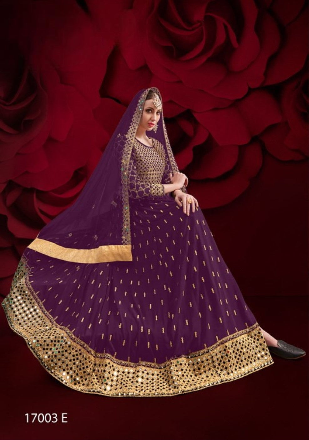 Anaita Purple Silk Anarkali Suit With Embroidery & Stone Work | Grocsy