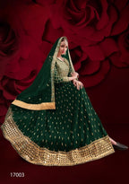 Anaita D Green Silk Anarkali Suit With Embroidery & Stone Work | Grocsy