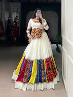 Lorenvalley Fashion White Pure Rayon Multi Colour Patch With Lace Touch Up Lehenga Choli | Grocsy
