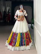 Lorenvalley Fashion White Pure Rayon Multi Colour Patch With Lace Touch Up Lehenga Choli | Grocsy