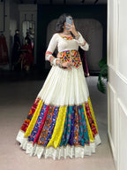 Lorenvalley Fashion White Pure Rayon Multi Colour Patch With Lace Touch Up Lehenga Choli | Grocsy
