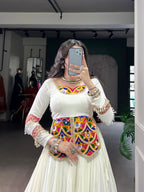 Lorenvalley Fashion White Pure Rayon Multi Colour Patch With Lace Touch Up Lehenga Choli | Grocsy