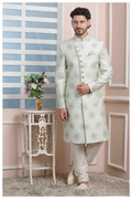 Raivat Ethnic Art Silk Thread Work Indo Western In Pista Green Colour | Grocsy